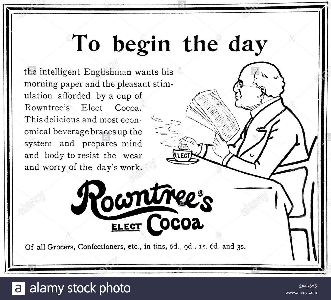 L'époque victorienne, les élus de Rowntree, cacao vintage advertising à partir de 1899 Banque D'Images