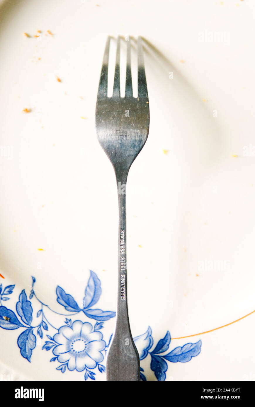 Plaque à motifs avec une fourchette Banque D'Images