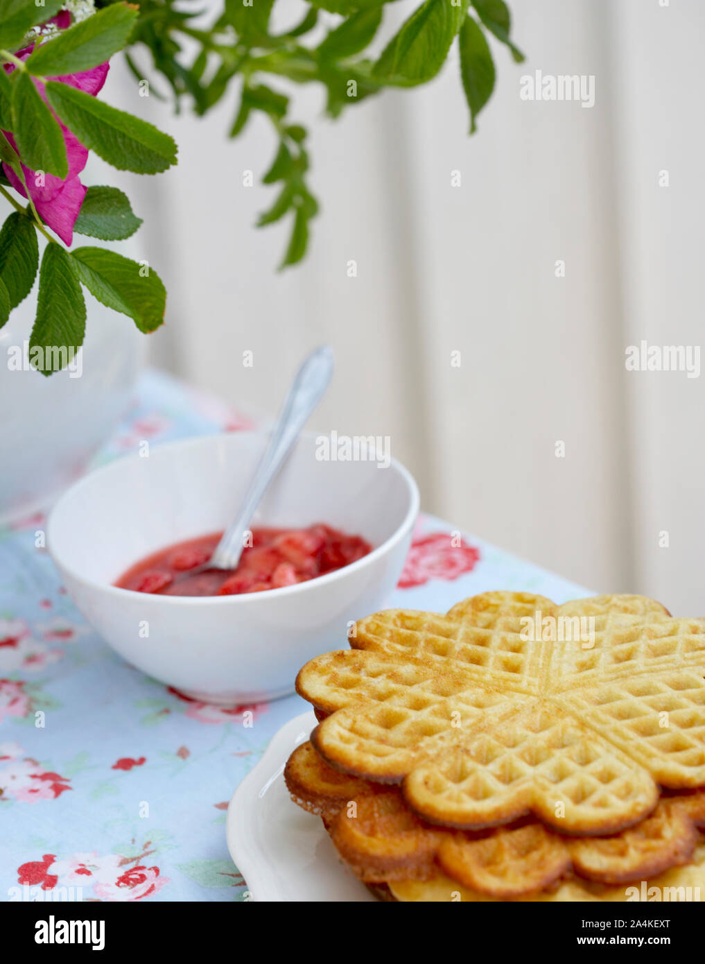 Gaufres à la confiture Banque D'Images
