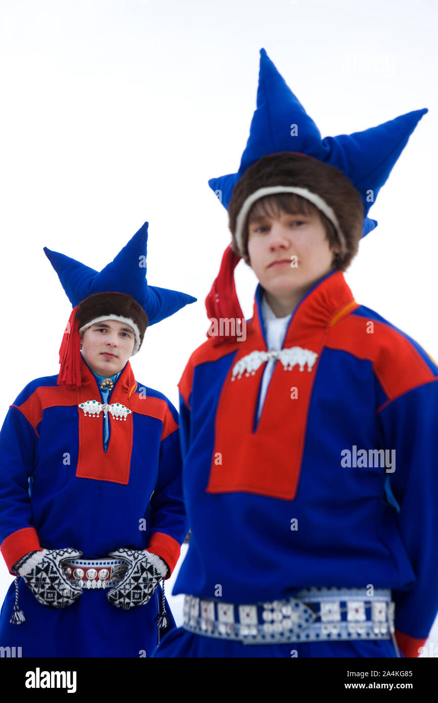 Laplander les garçons. Lapp / Lapons / Laplander / Lapplander Lapplanders Lapons / / / / Sami même à Karasjok, Laponie / Laponie. Banque D'Images