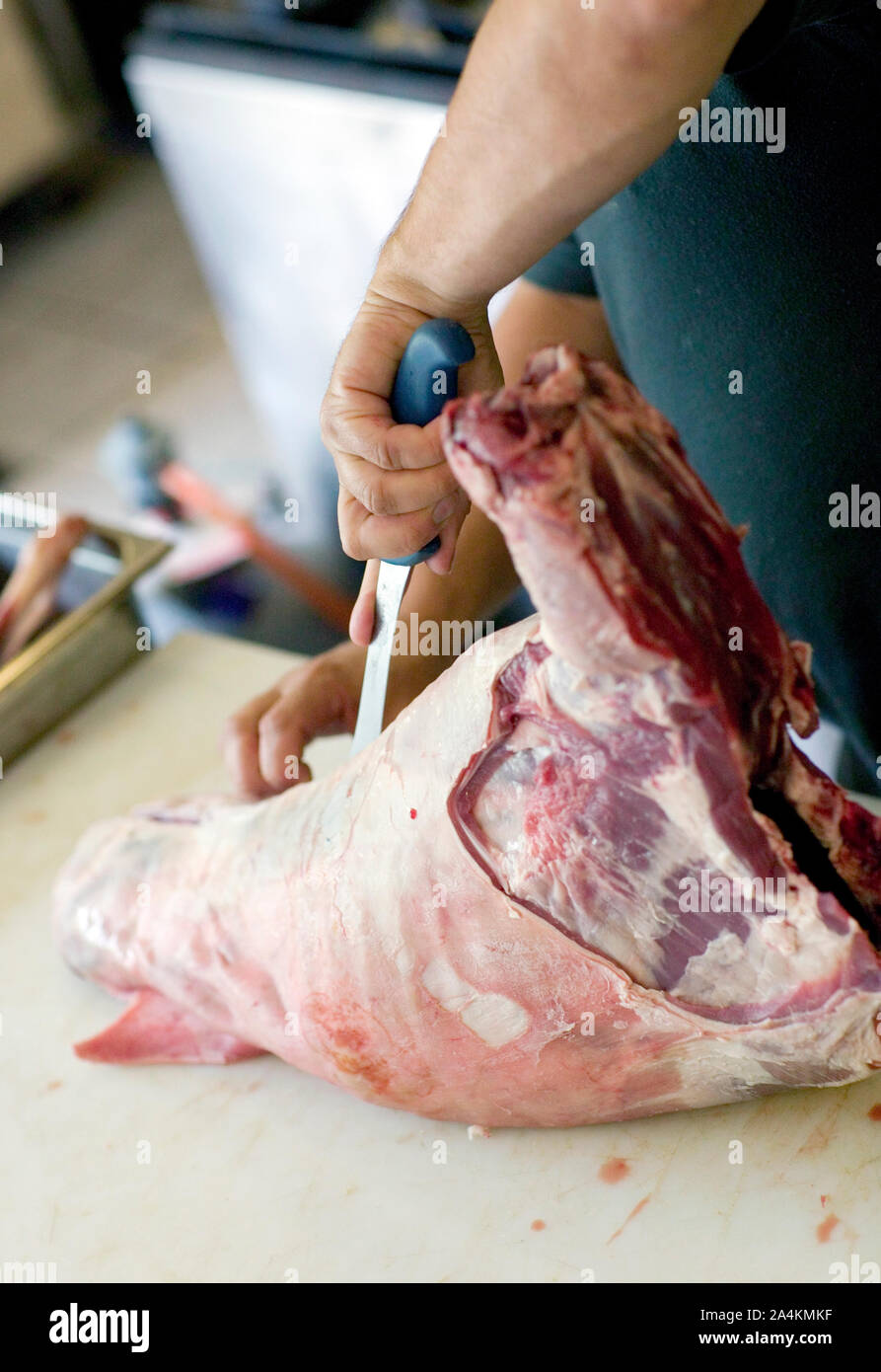 Côté viande carving Banque D'Images