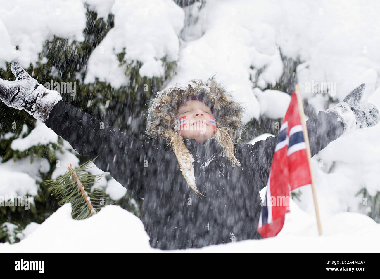 Fille de championnats du monde de ski nordique, Norvège Banque D'Images