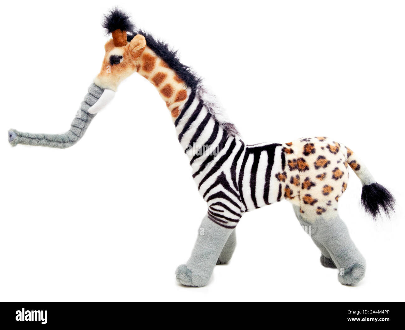 Un jouet en peluche dans un mélange de différents animaux que l'éléphant et girafe zèbre Banque D'Images