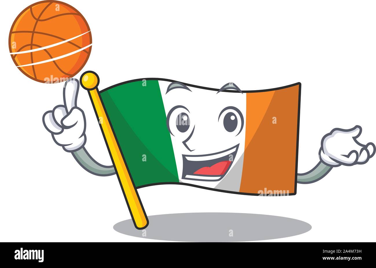 Avec l'irlande drapeau de basket-ball avec la caricature isolés Illustration de Vecteur