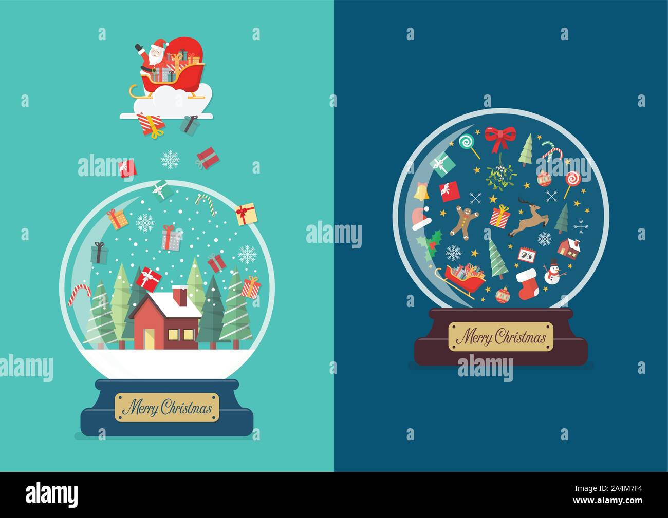 Joyeux noël boule de verre collection cartes de vœux. Vector illustration Illustration de Vecteur