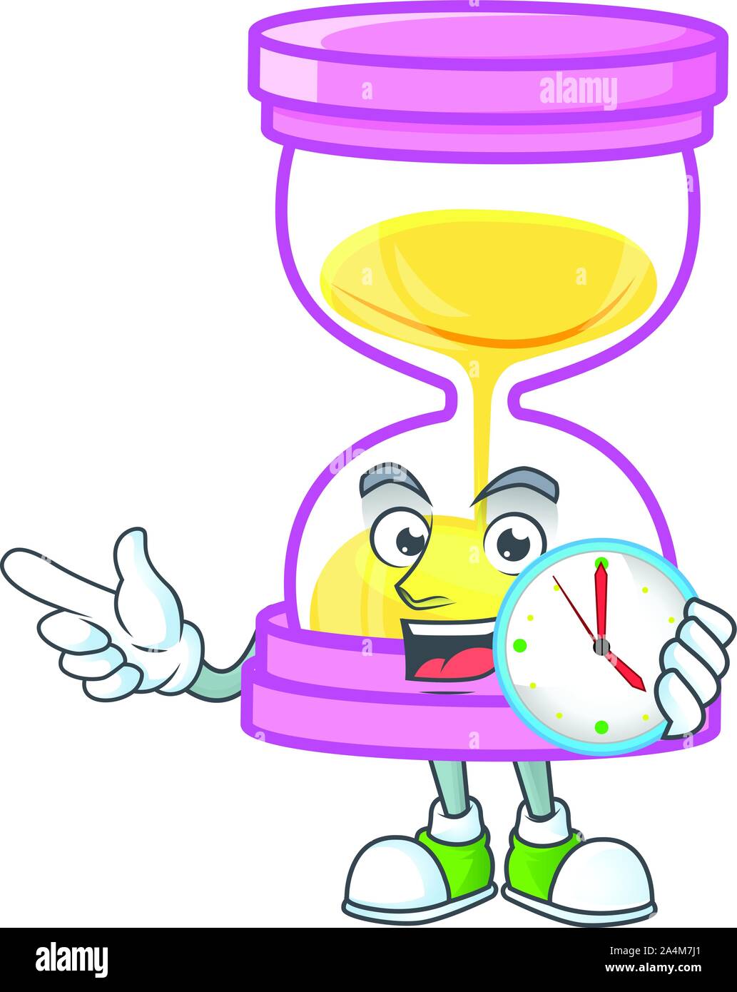 Avec l'horloge pour calculer un délai sablier. Illustration de Vecteur