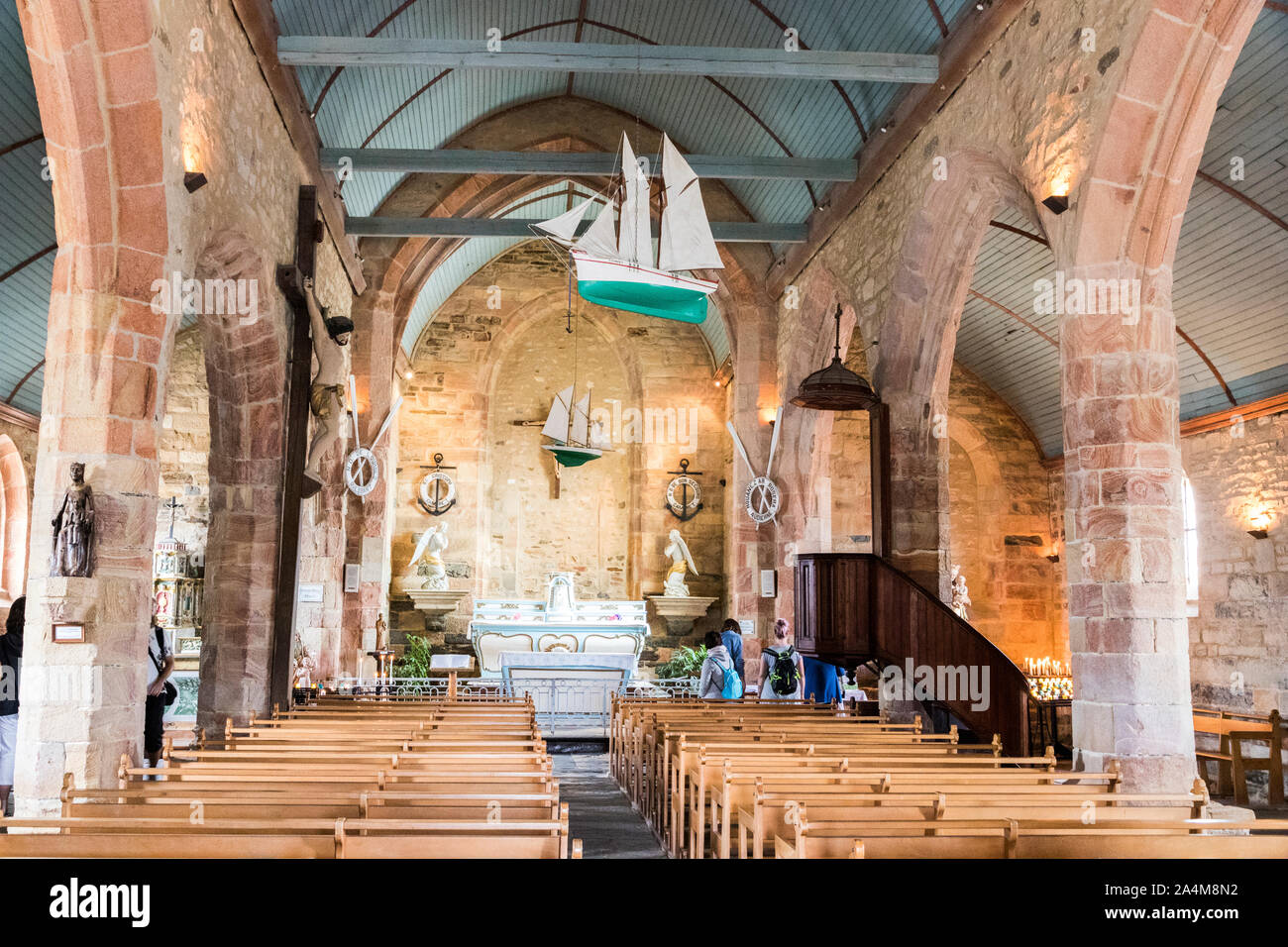 Camaret-sur-Mer, France. La chapelle Notre-Dame-de-Rocamadour (Notre Dame de Rocamadour chapelle), une église catholique dans le sillon Banque D'Images