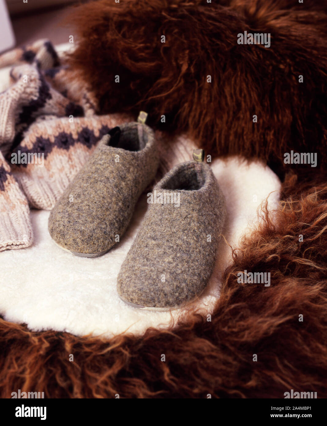 Chaussons tricotés Banque D'Images