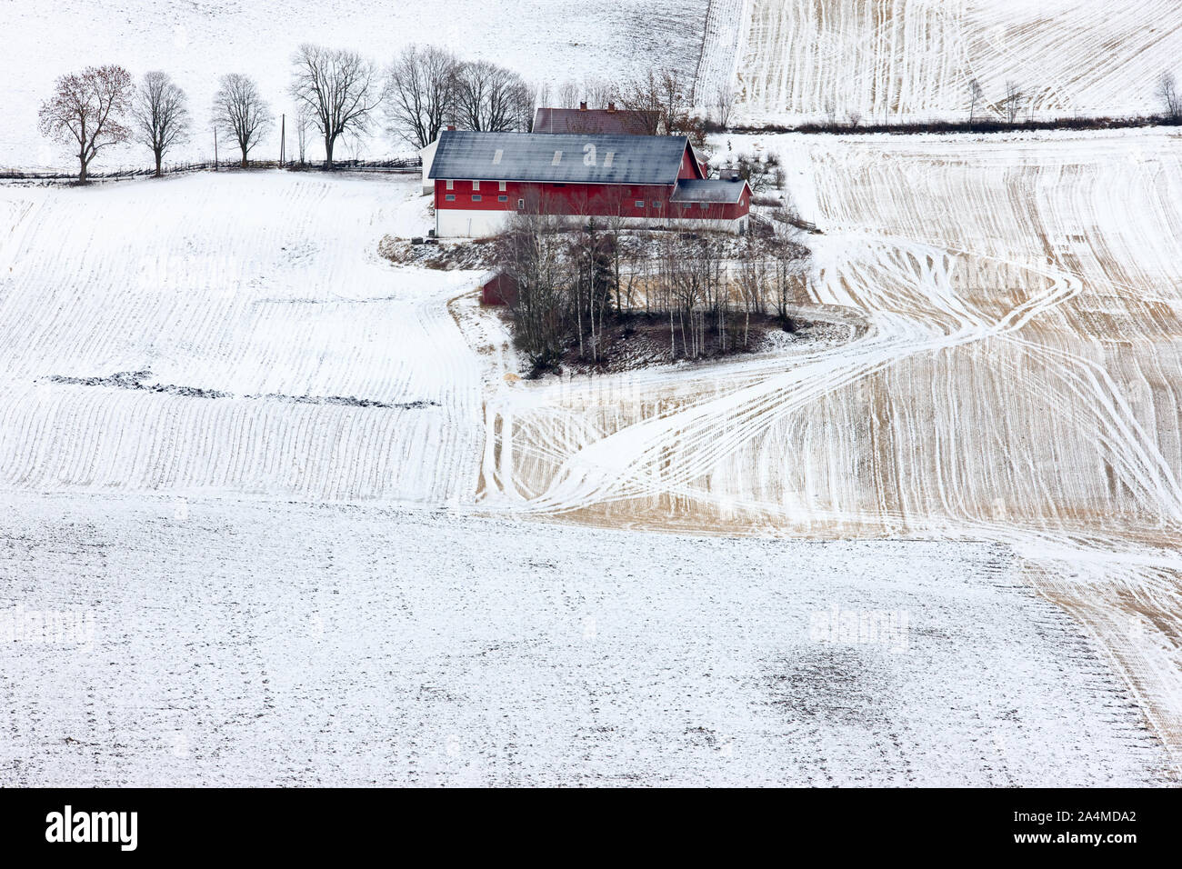 Paysage culturel et fermes dans Hadeland, Norvège Banque D'Images