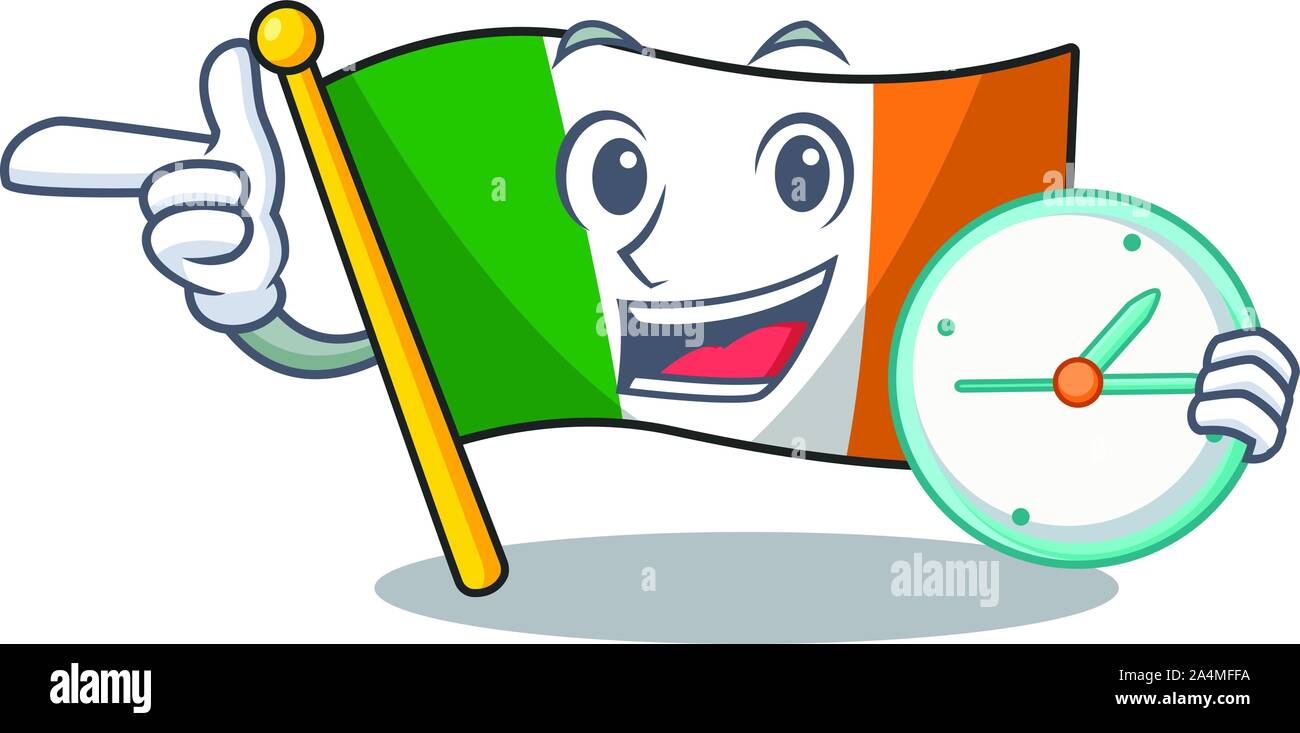 Réveil avec l'irlande drapeau hissé au-dessus du pôle dessin animé Illustration de Vecteur