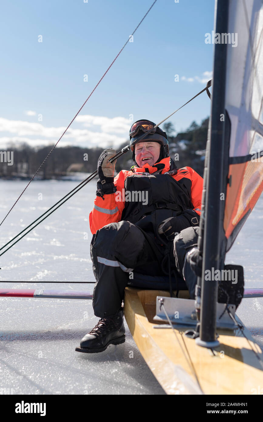 L'homme sur la glace Voile Banque D'Images