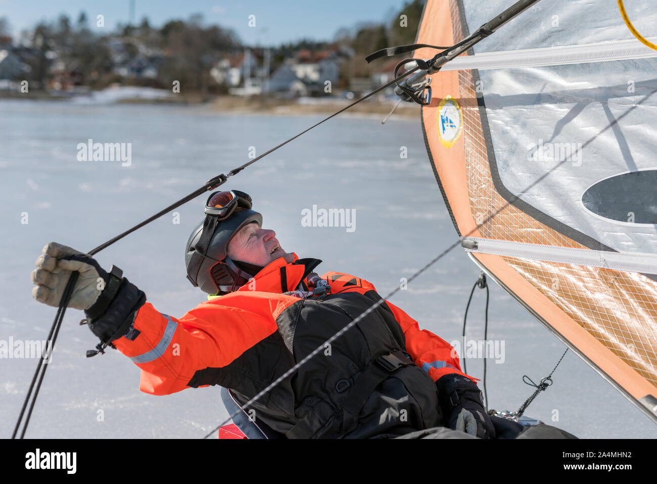 L'homme sur la glace Voile Banque D'Images