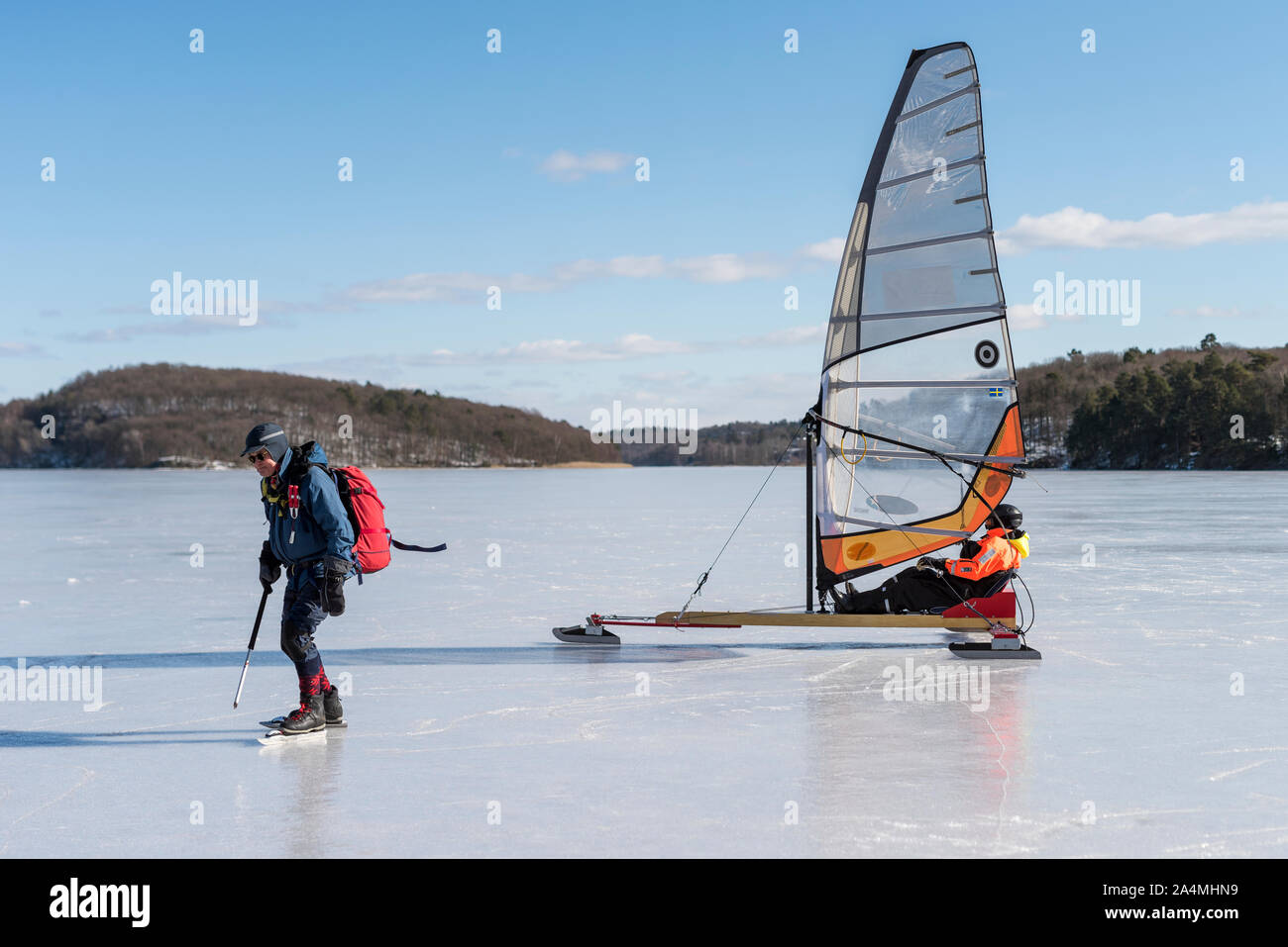 Les hommes sur la glace Banque D'Images