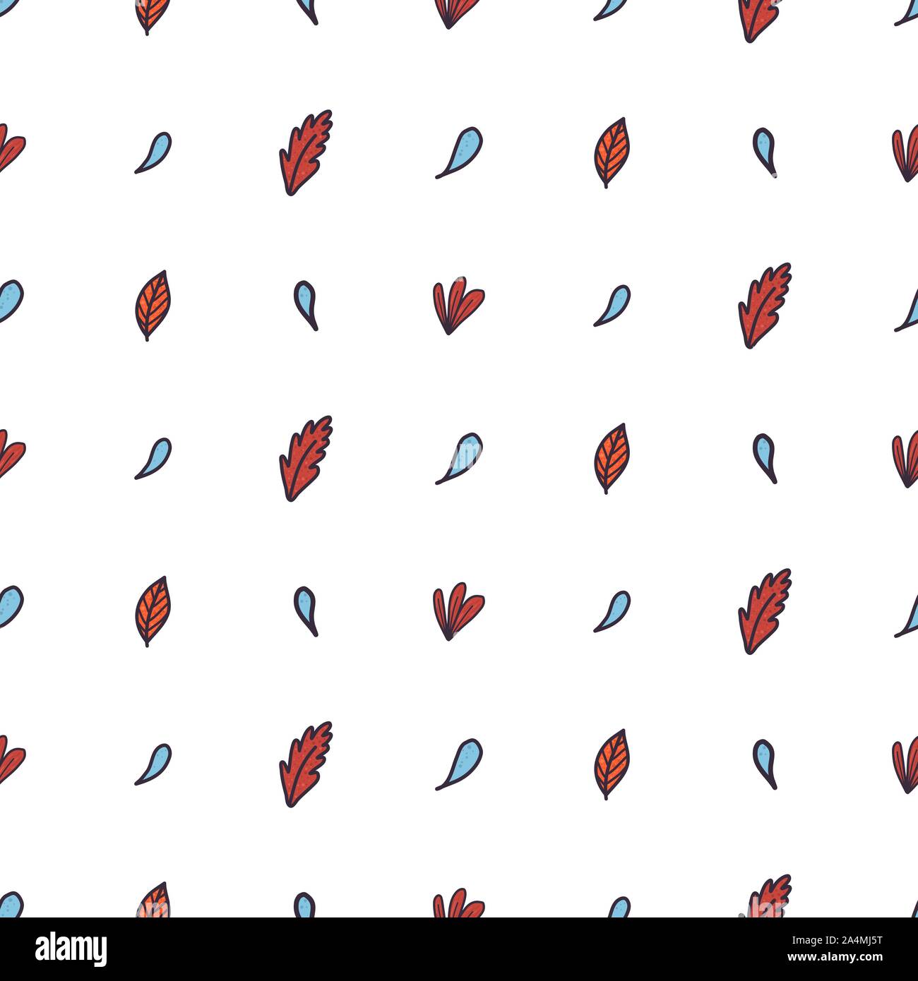 Modèle sans couture avec goutte d'eau et de feuilles pour imprimer le dessin. Vector floral background. La texture des feuilles. Illustration de Vecteur
