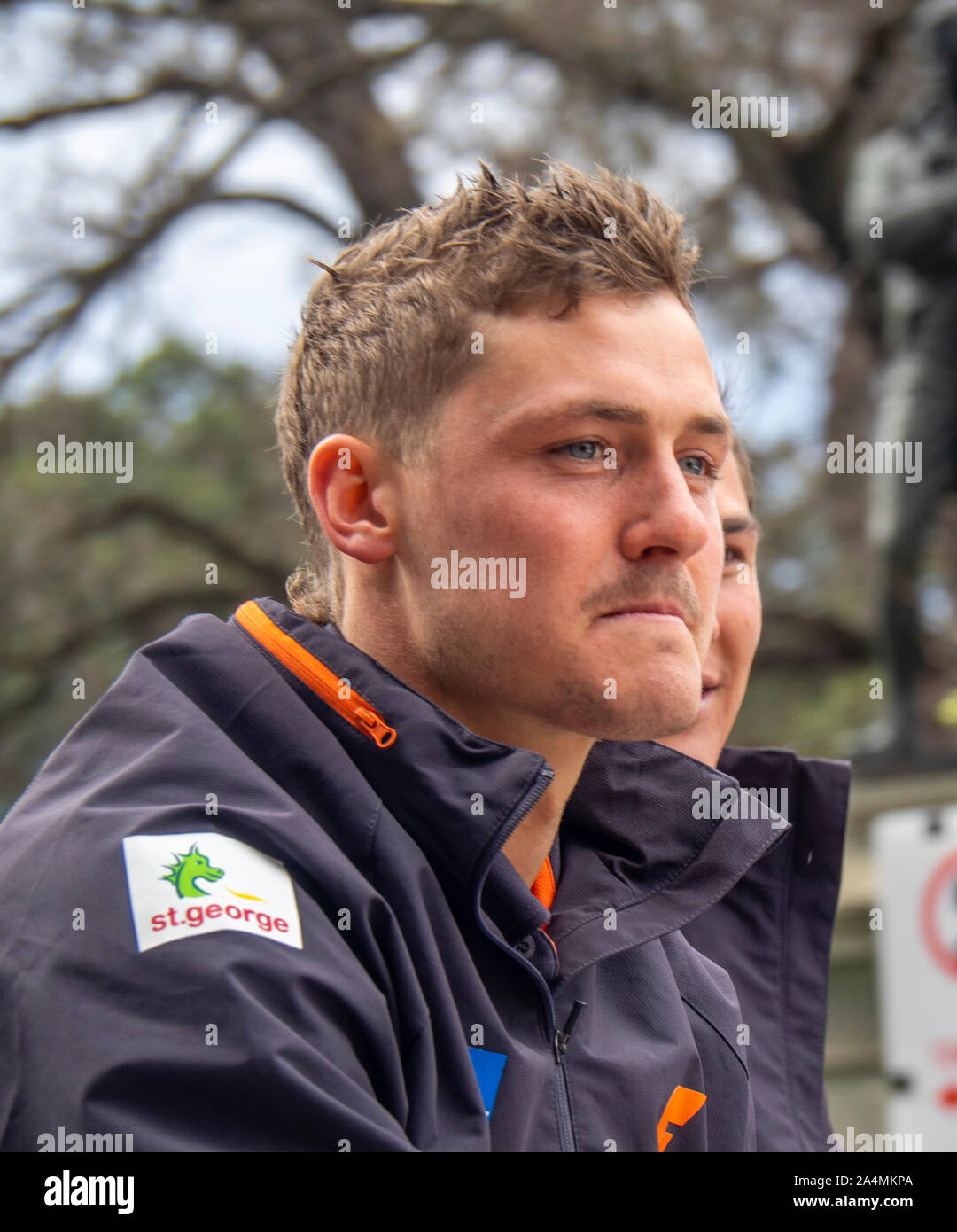 La Ligue de football australien AFL 2019 Grand Parade finale plus de Western Sydney GWS Giants Tigres Richmond Melbourne Victoria en Australie. Banque D'Images