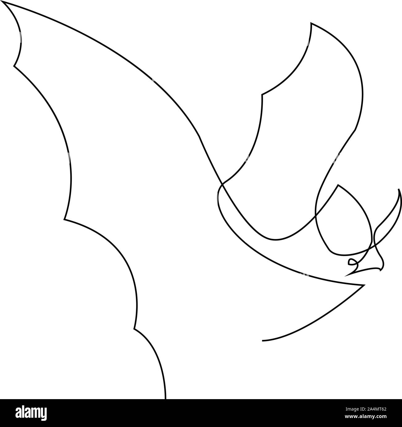 Dessin d'une ligne continue. Halloween bat silhouette. Vector illustration Illustration de Vecteur