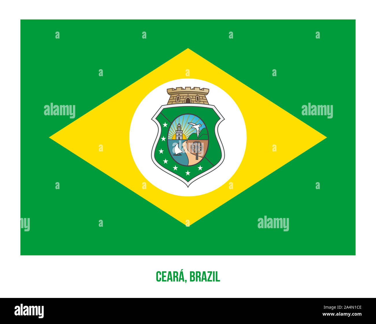 Drapeau Ceara Vector Illustration sur fond blanc. Membres drapeau du Brésil. Banque D'Images
