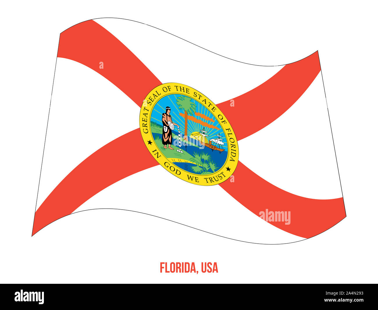 L'État de Floride (USA) Drapeaux Vector Illustration sur fond blanc. Drapeau des États-Unis d'Amérique. Banque D'Images