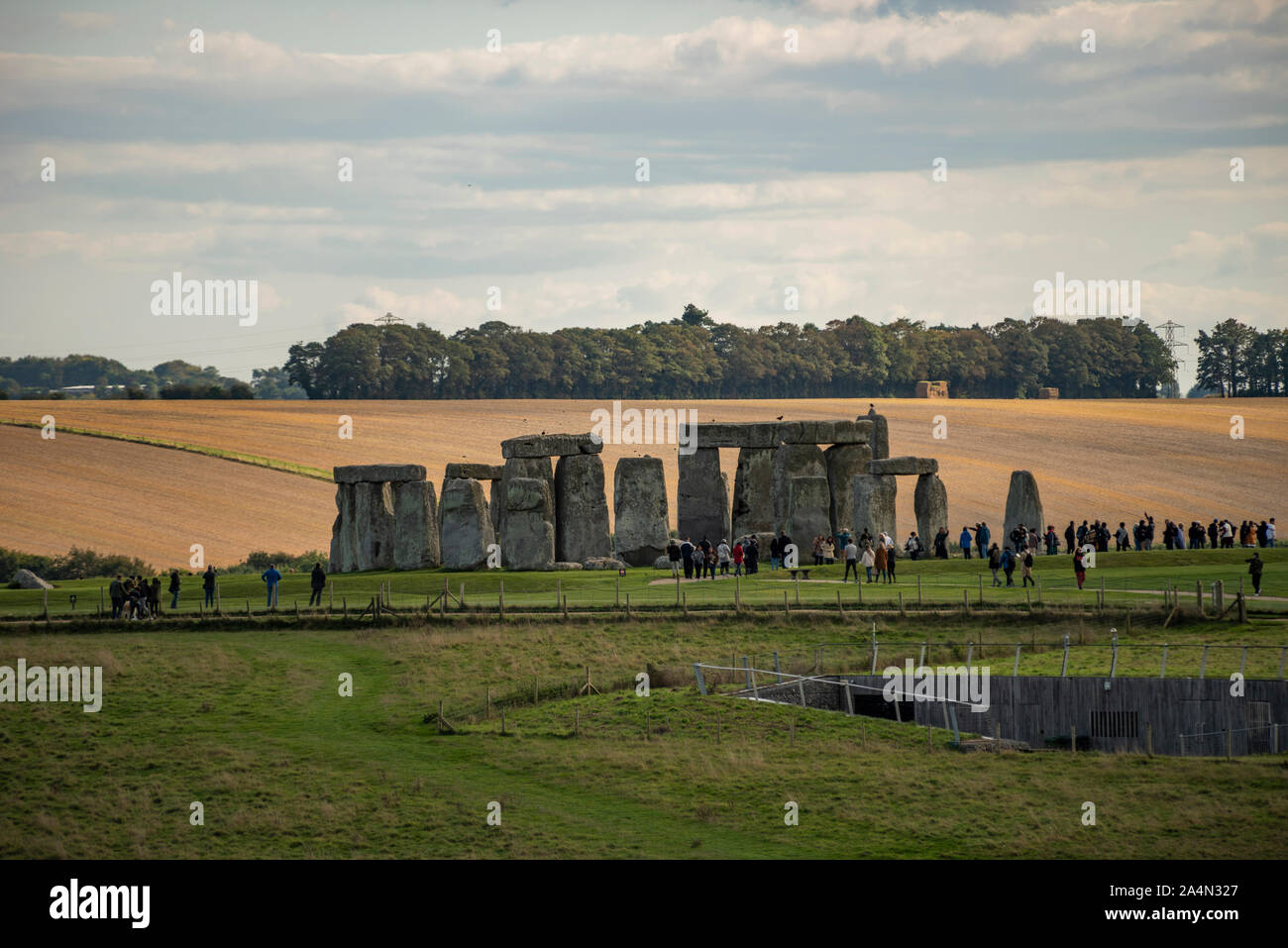 Les cercles de pierres de Stonehenge dans la plaine de Salisbury, Wiltshire, Royaume-Uni Banque D'Images