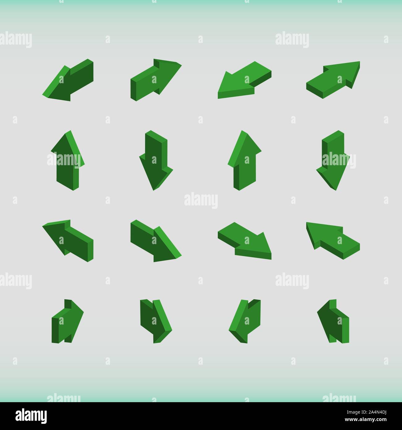 Jeu de flèches isométrique vert. Vector illustration. Illustration de Vecteur