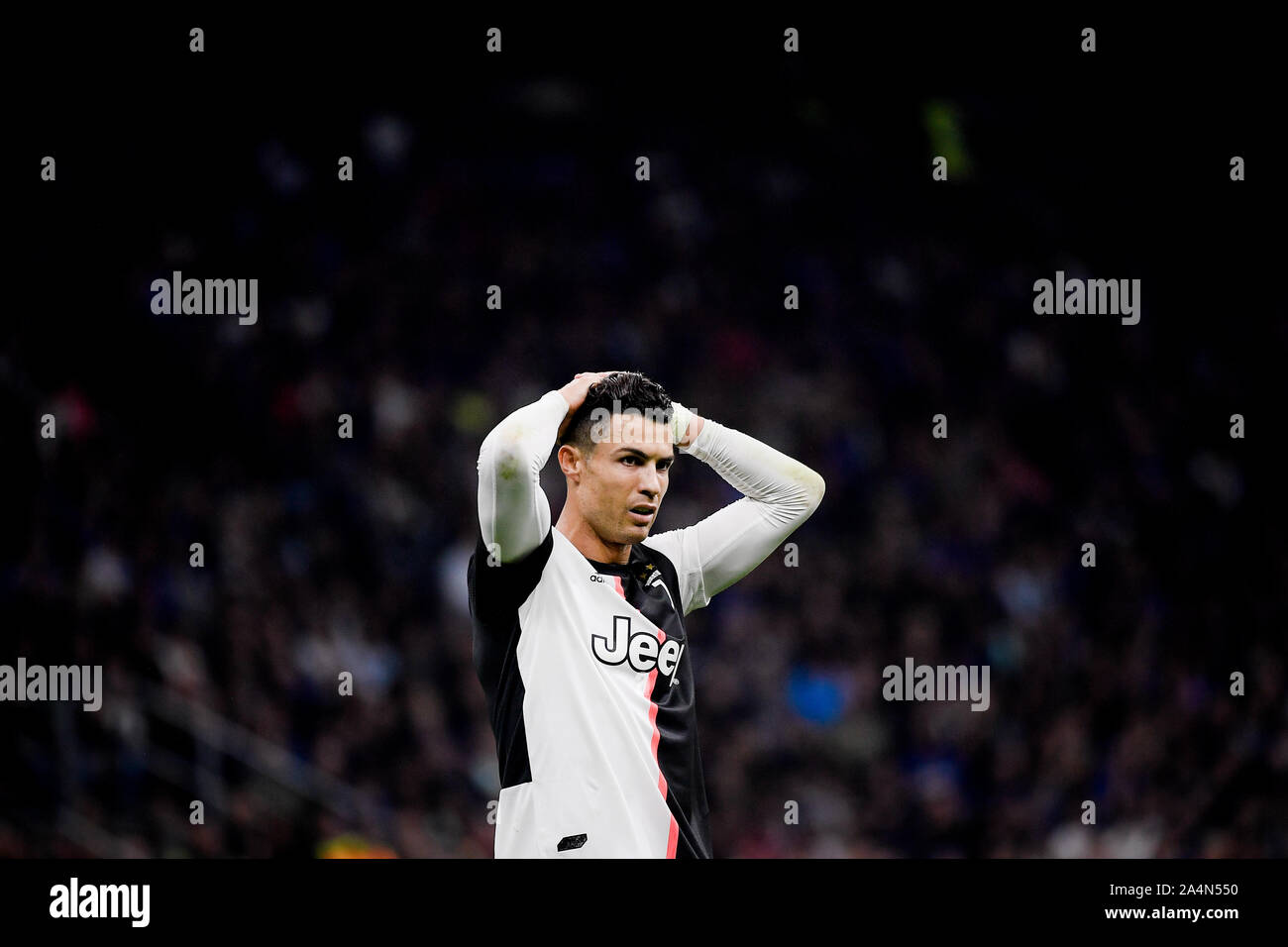 Cristiano Ronaldo, joueur de la Juventus au cours de l'Inter-Juventus match de football à San Siro. Banque D'Images