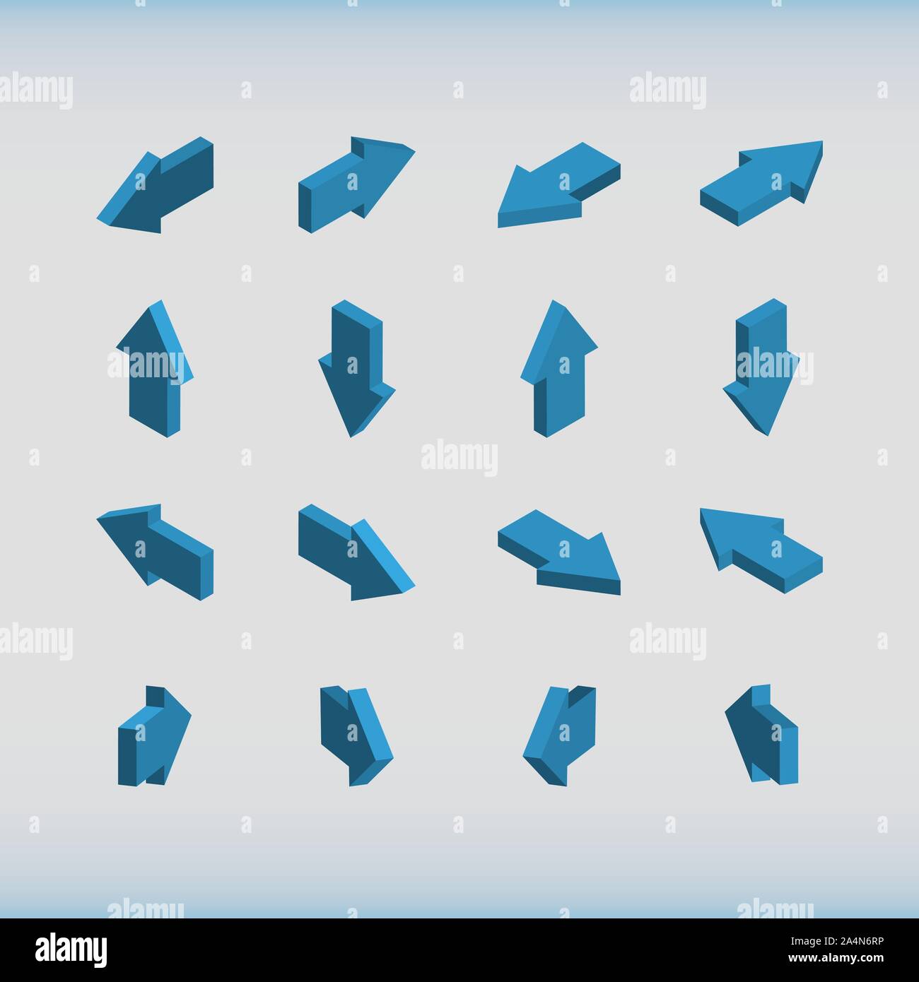 Jeu de flèches isométrique bleu. Vector illustration. Illustration de Vecteur