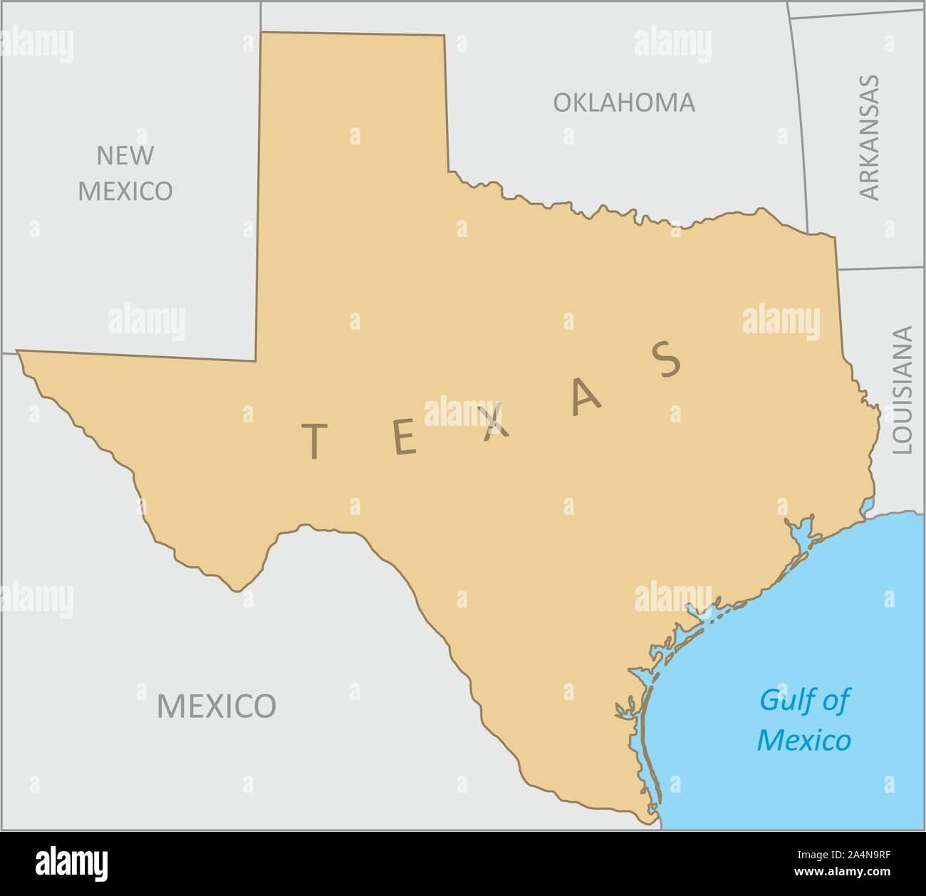 Carte de la région du Texas Illustration de Vecteur