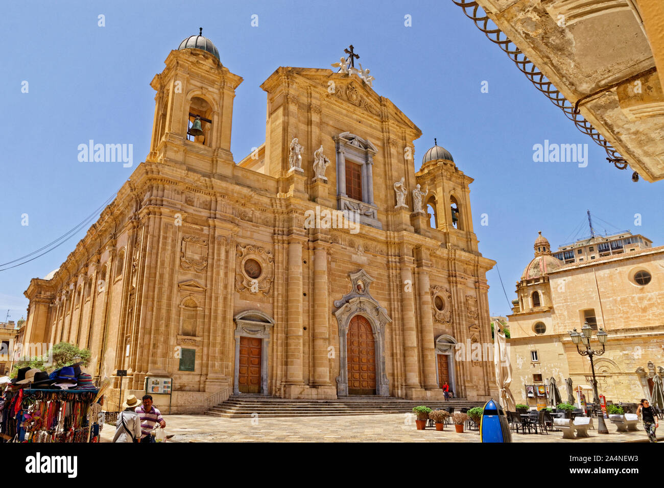 La cathédrale dédiée à Saint Thomas de Canterbury à Marsala, province de Trapani, Sicile, Italie. Banque D'Images