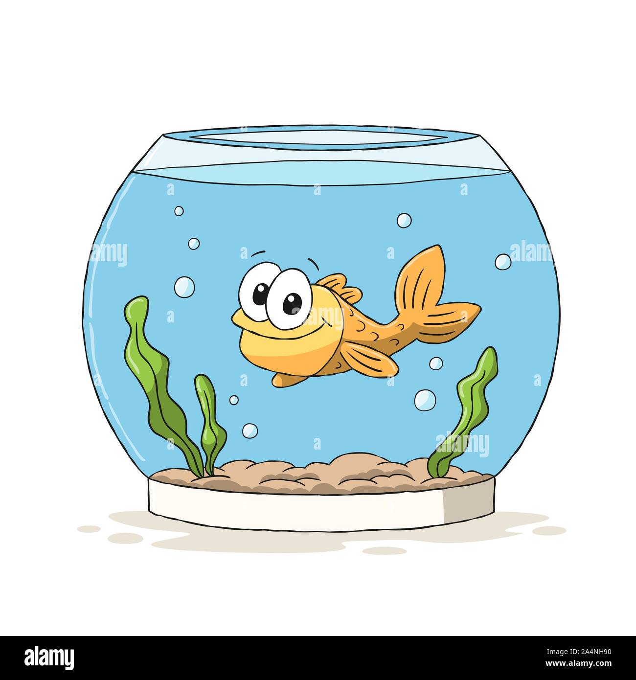 Poisson rouge dans le verre. Hand drawn vector illustration avec des calques distincts. Illustration de Vecteur