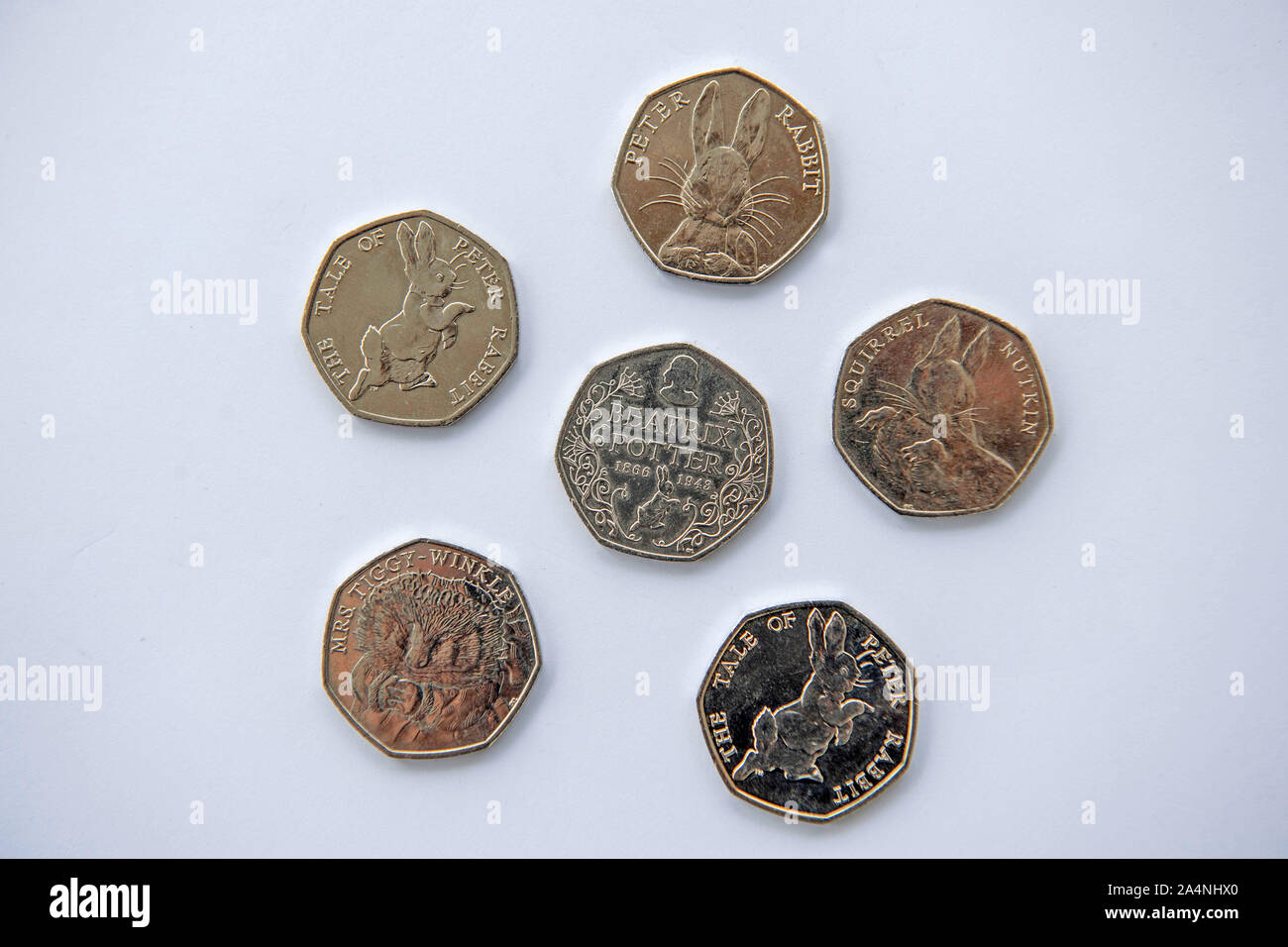 UK cinquante pence coins. Banque D'Images