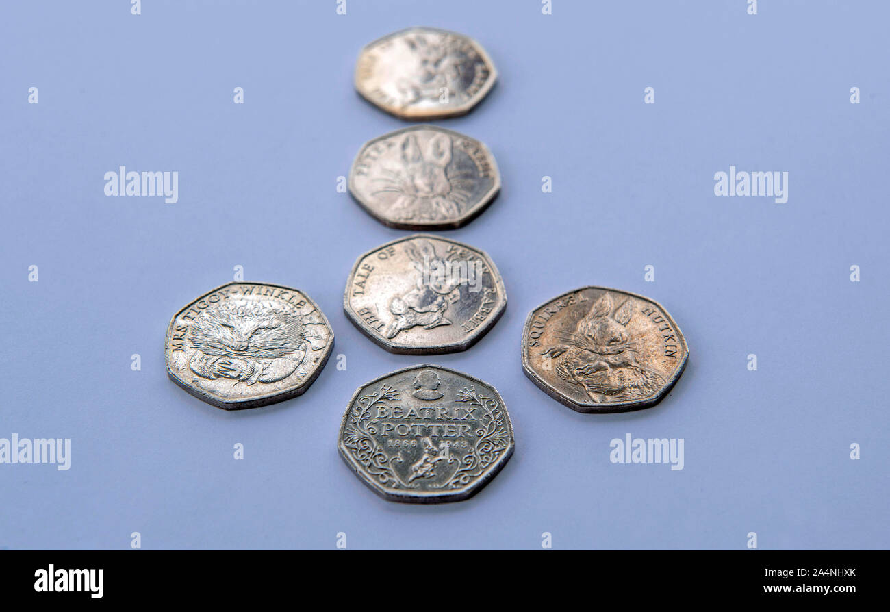 UK cinquante pence coins. Banque D'Images