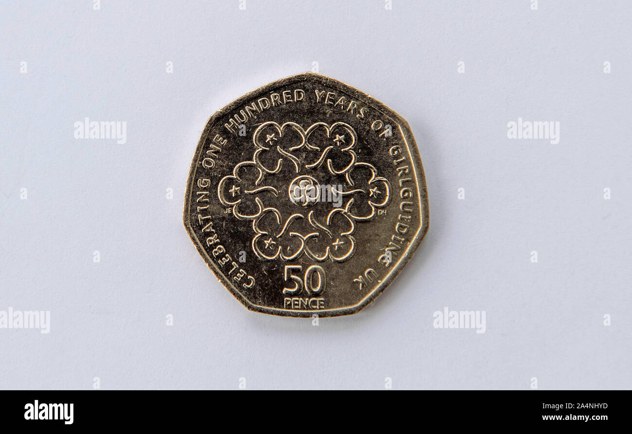 UK cinquante pence coins. Banque D'Images