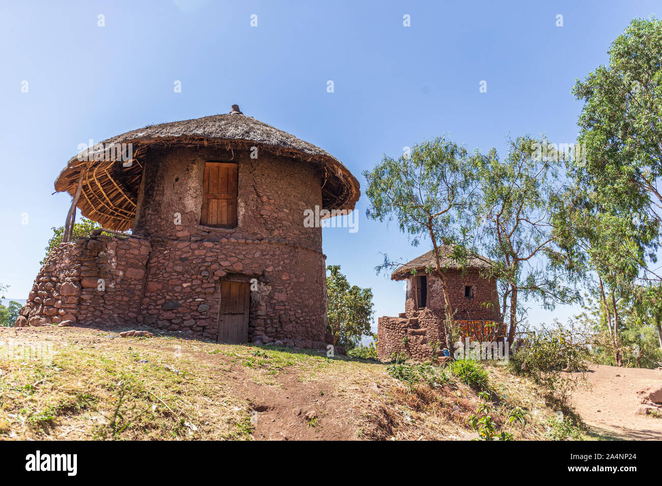 Cabane en pierre historique à Lalibela, Ethiopie Banque D'Images