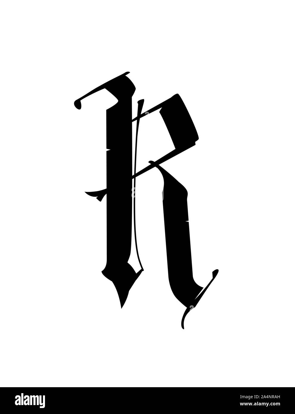 Mid Evil Letter R Lettre R, dans le style gothique. Vecteur. L'alphabet. Le symbole est ...