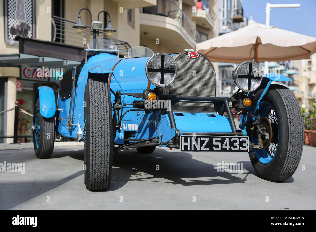 Une Bugatti Type 35 en dehors de la Malte Classic Car Museum à Venise sur l'île de Malte Banque D'Images