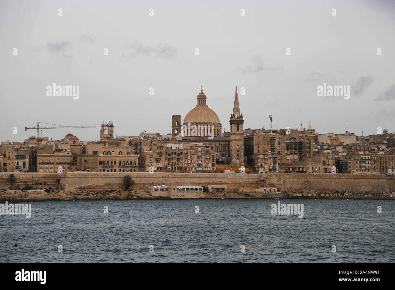 Une vue générale de la valette à partir de Sliema, sur l'île de Malte Banque D'Images