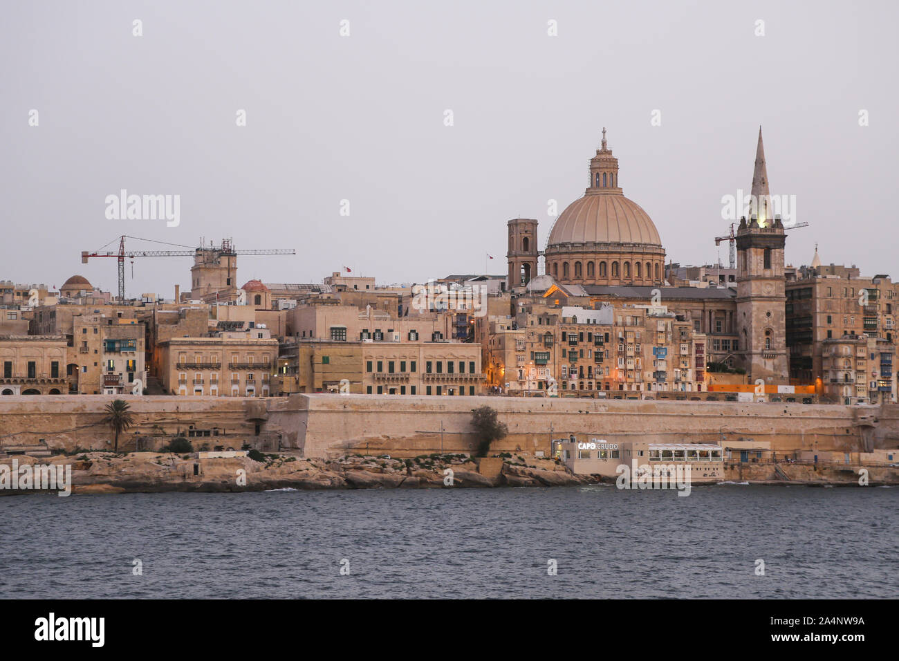 Une vue générale de la valette à partir de Sliema, sur l'île de Malte Banque D'Images