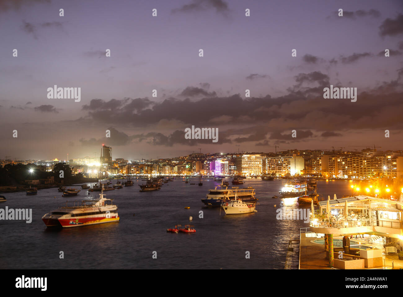 Une vue générale du front de mer de Sliema, sur l'île de Malte Banque D'Images