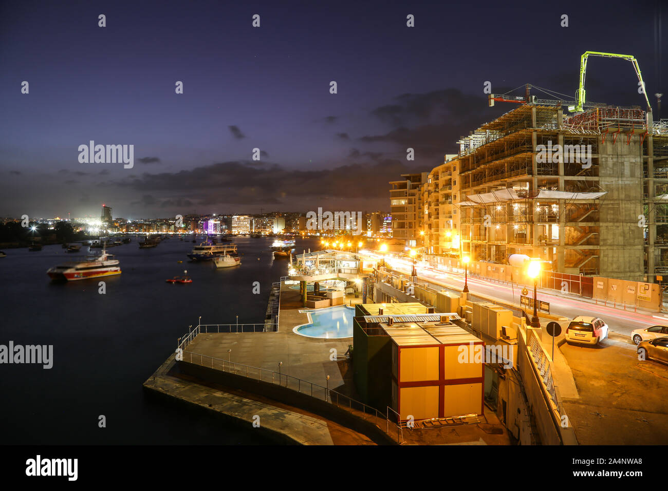 Une vue générale du front de mer de Sliema, sur l'île de Malte Banque D'Images