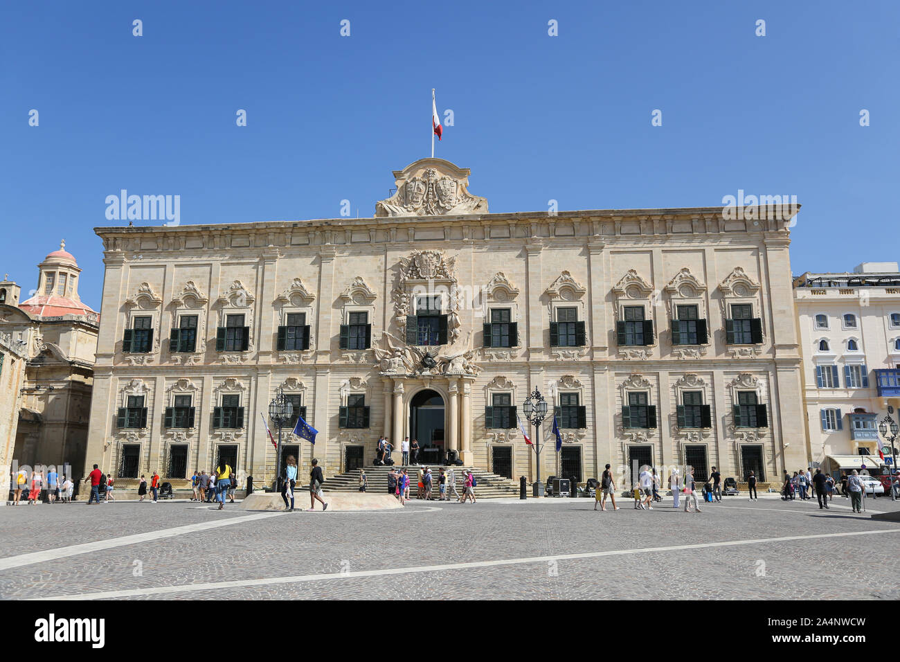 Une vue générale de l'Auberge Castille dans la ville de La Valette sur l'île de Malte Banque D'Images
