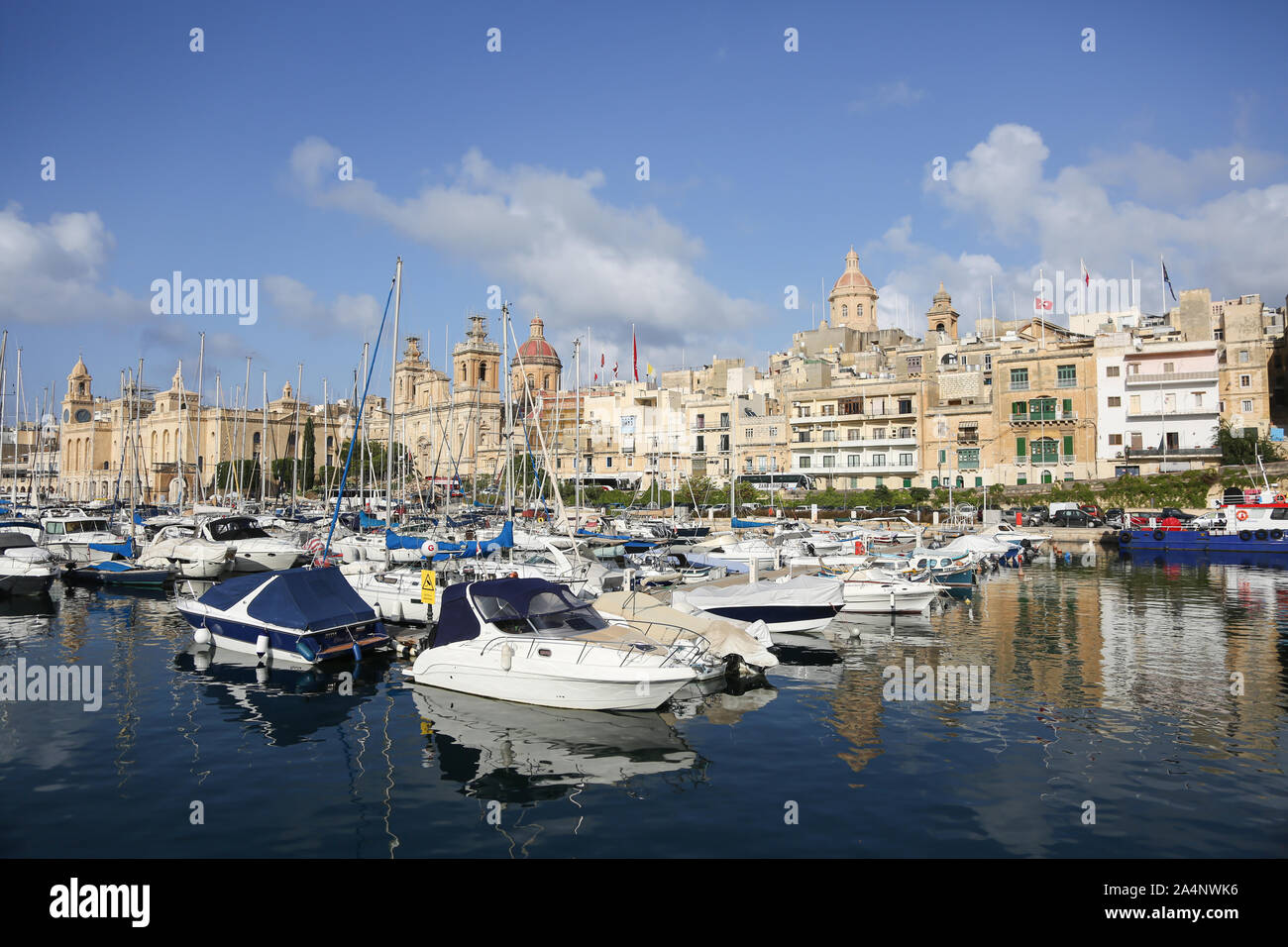 Une vue générale de la Vittoriosa Yacht Marina, sur l'île de Malte Banque D'Images