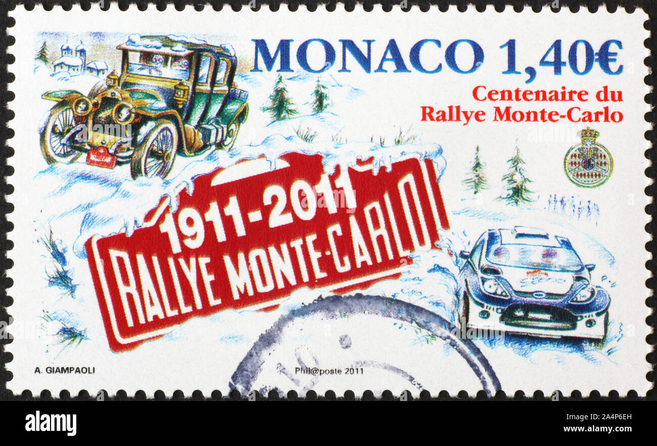Rallye de Monte Carlo célébrée le timbre-poste Banque D'Images