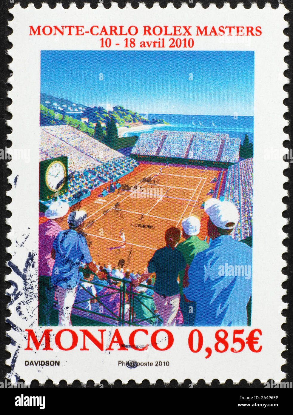 Tournoi de tennis de Monte-Carlo Rolex Masters sur stamp Photo Stock - Alamy