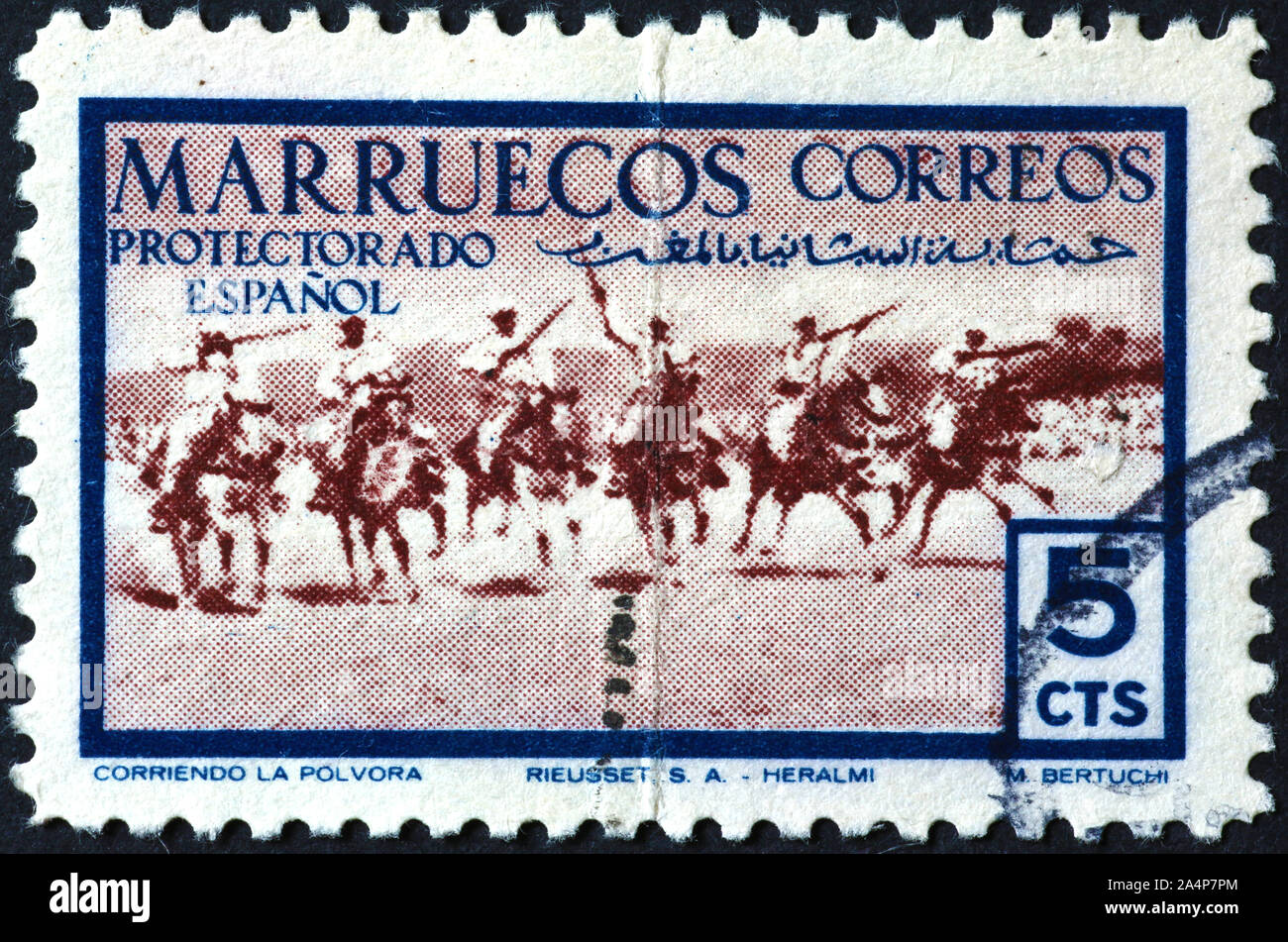 Fête du cheval marocain sur les vieux stamp Banque D'Images