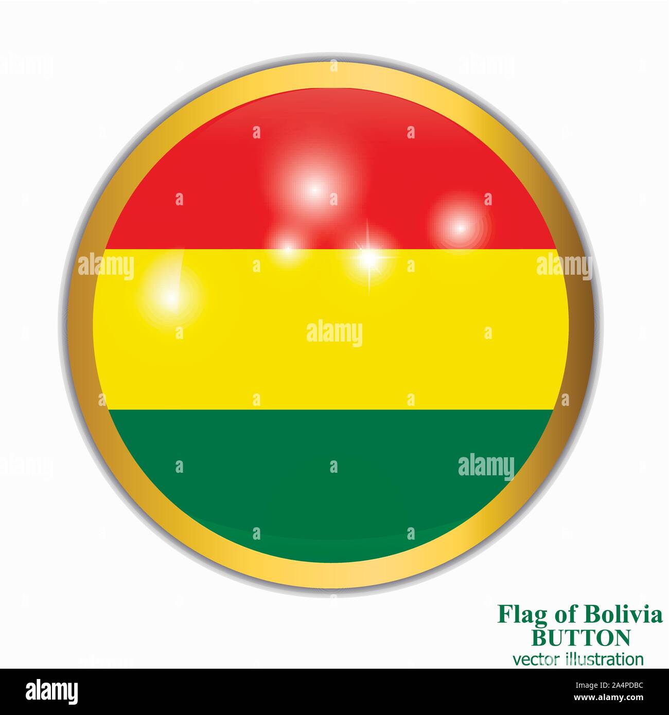 Bouton lumineux avec le drapeau de la Bolivie . La Bolivie heureux jour arrière-plan. Bouton lumineux avec un fond blanc. Illustration de Vecteur