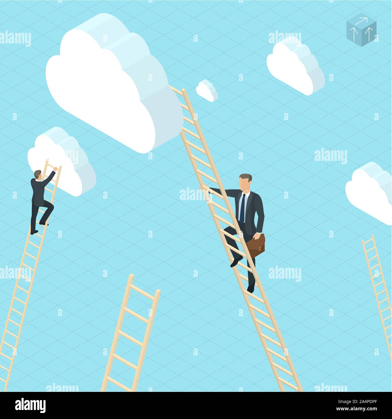 L'escalade d'affaires pour les nuages Illustration de Vecteur