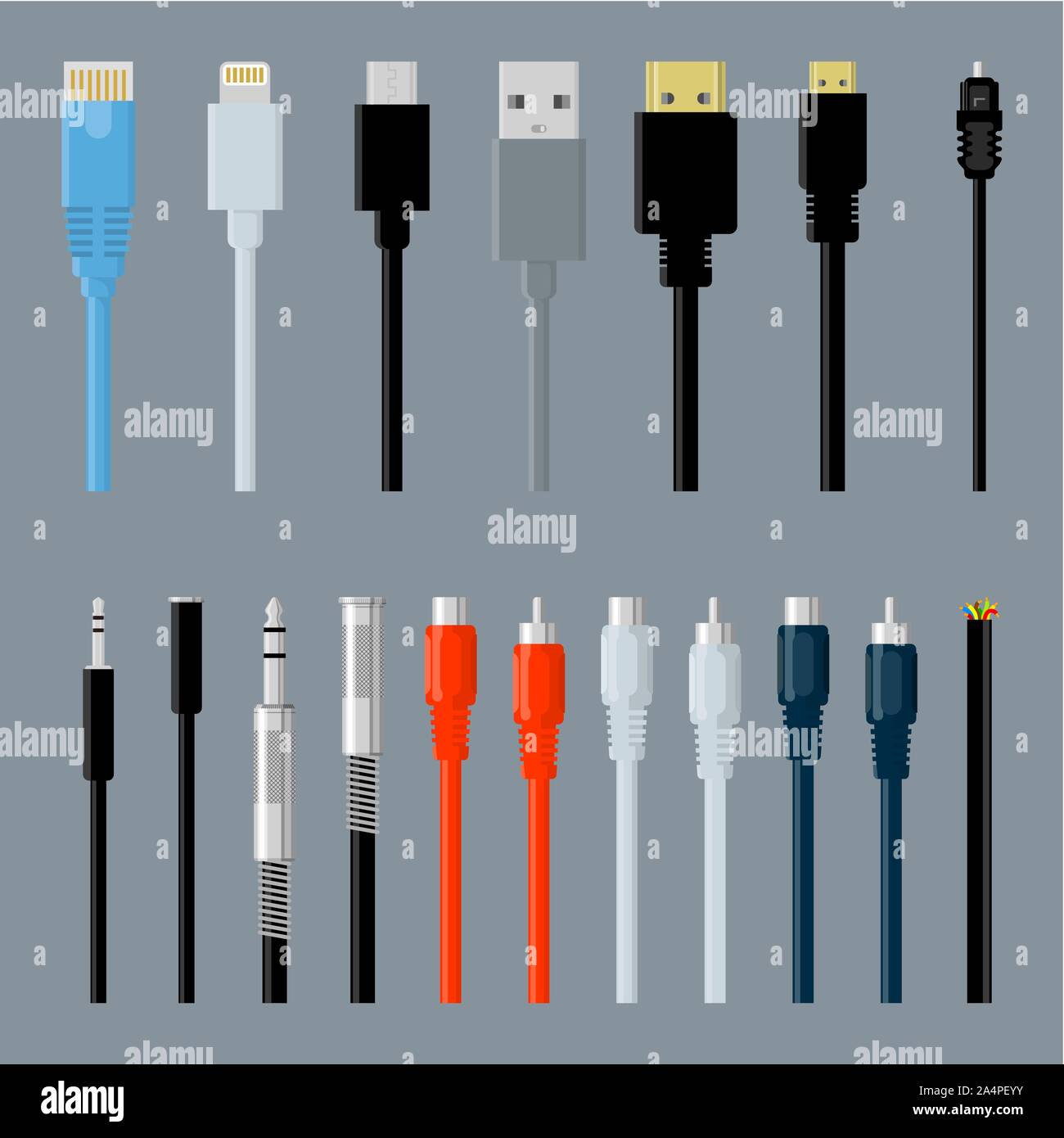 Les connecteurs de câble de données Illustration de Vecteur