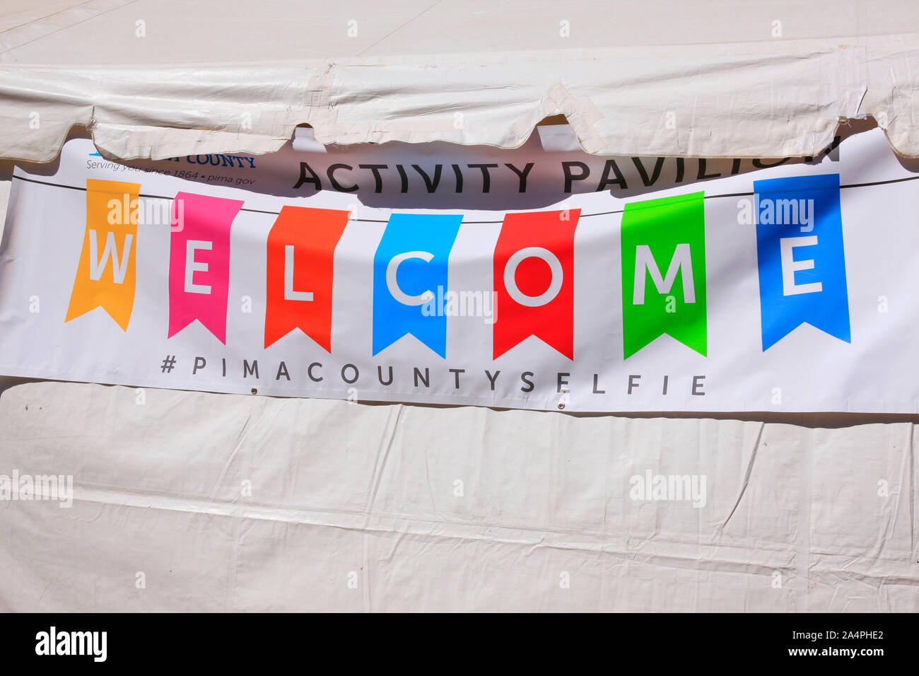 Pima Comté Bienvenue à la bannière Selfies Tucson Rencontrez-vous Folklife Festival Banque D'Images