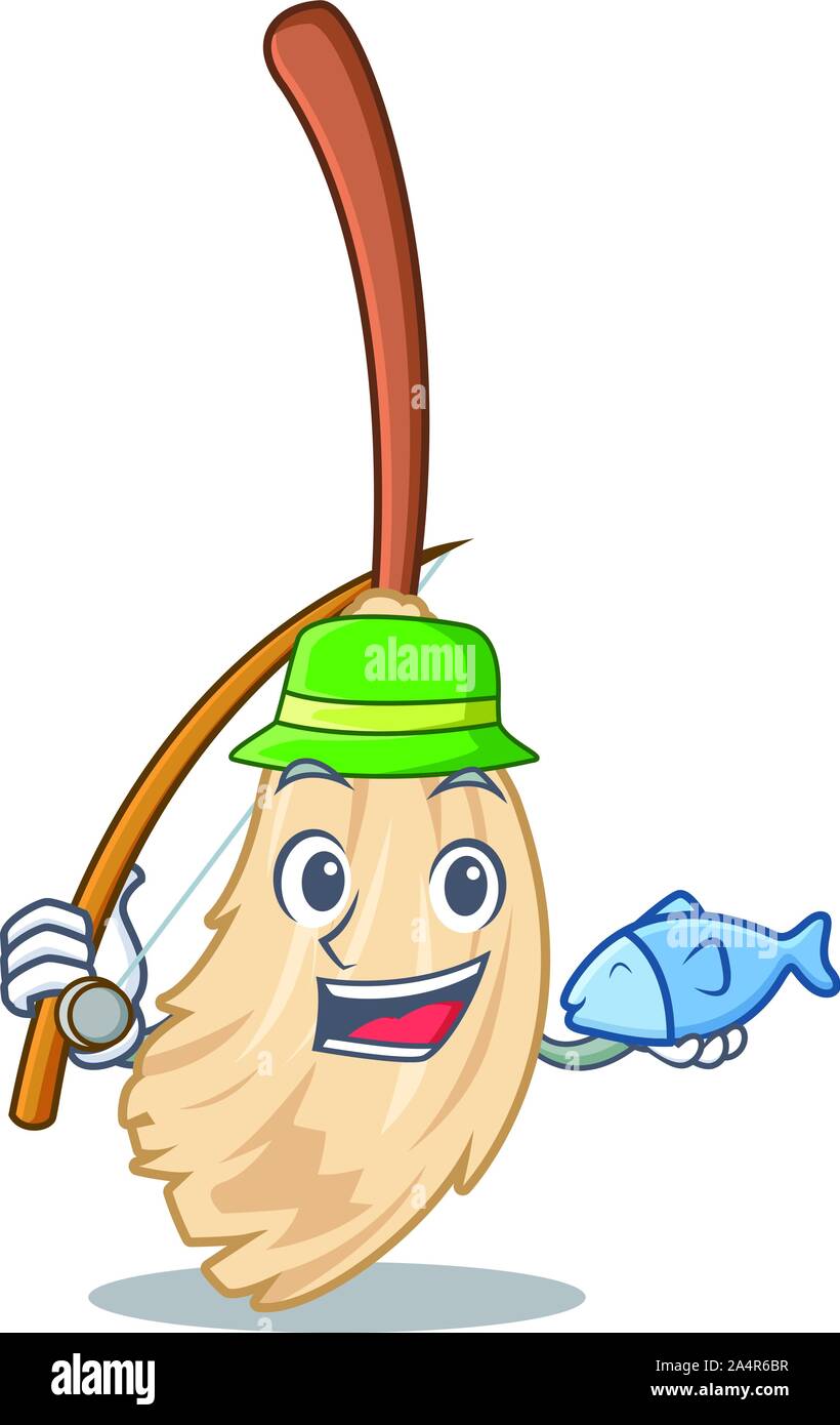 Balai de pêche isolés dans sur la mascot Illustration de Vecteur