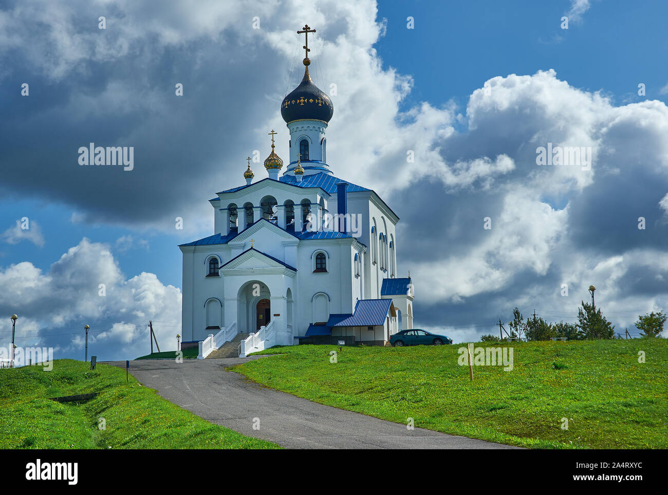 Myadzyel ville de villégiature dans la région de Minsk de Biélorussie.Holy Trinity Church Banque D'Images